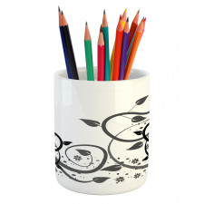 Grey Tones Abstract Leaves Pencil Pen Holder