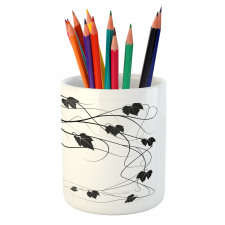 Monotone Abstract Leaves Art Pencil Pen Holder