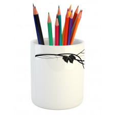 Monotone Abstract Leaves Art Pencil Pen Holder