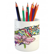 Animal Orchid Ink Art Pencil Pen Holder