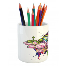 Animal Orchid Ink Art Pencil Pen Holder