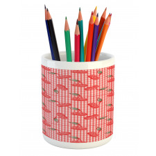 Fruit Doodles on Gingham Pencil Pen Holder