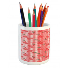 Fruit Doodles on Gingham Pencil Pen Holder