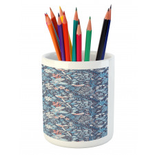 Oriental Petals on Stripes Pencil Pen Holder