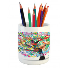 Blooming Flowers Heart Pencil Pen Holder