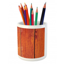 Wood Timber Floor Orange Pencil Pen Holder