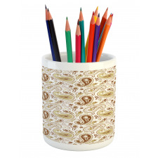 Floral Paisley Tulips Pencil Pen Holder