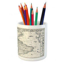 Retro Old America Map Pencil Pen Holder