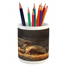 Cowboy Riding Horse Pencil Pen Holder