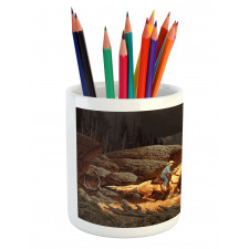 Cowboy Riding Horse Pencil Pen Holder