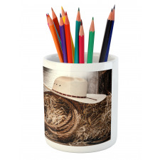 Wooden Folk Robe Hat Pencil Pen Holder