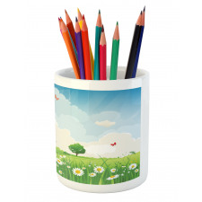 Spring Time Sunny Landscape Pencil Pen Holder