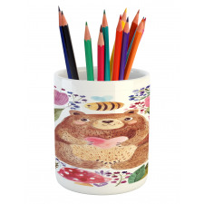 Bear with Flowers Pencil Pen Holder
