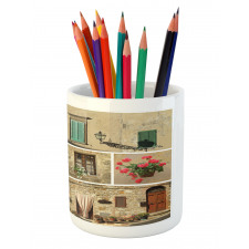 Italian Stone Houses Pencil Pen Holder