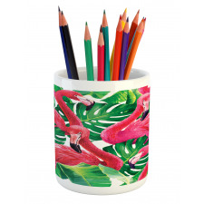 Retro Exotic Leaves Pencil Pen Holder