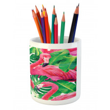 Retro Exotic Leaves Pencil Pen Holder