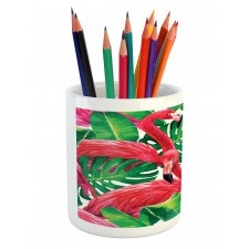 Retro Exotic Leaves Pencil Pen Holder