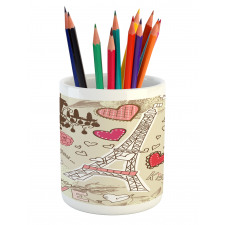 Doodle Eiffel Tower Love Pencil Pen Holder