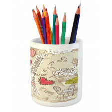 Doodle Eiffel Tower Love Pencil Pen Holder