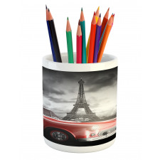 Vintage Car and Eiffel Pencil Pen Holder