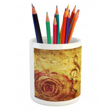 Old Rose Music Note Shabby Pencil Pen Holder