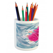 Graphic Roses and Lilies Pencil Pen Holder