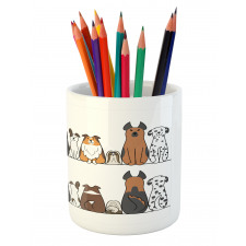 Dog Family in a Row Pencil Pen Holder