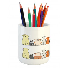 Dog Family in a Row Pencil Pen Holder