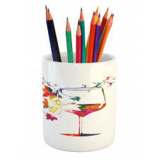 Glass Bird Vines Pencil Pen Holder