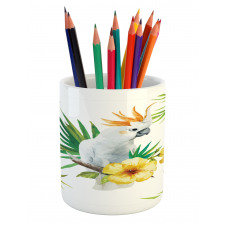 Hibiscus with Wild Birds Pencil Pen Holder