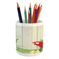 Flowers Parrot Pencil Pen Holder