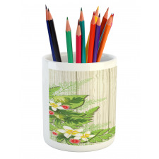 Flowers Parrot Pencil Pen Holder