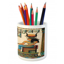 Old Egyptian Papyrus Pencil Pen Holder