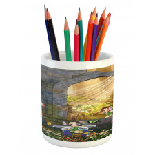 Flowers Blossoms Scene Pencil Pen Holder