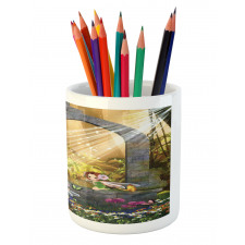 Flowers Blossoms Scene Pencil Pen Holder