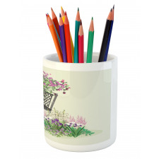 Flowers Blooming Garden Pencil Pen Holder