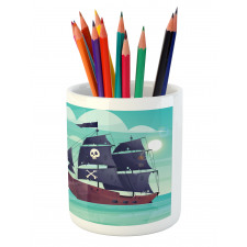 Pirate Ship on Water Pencil Pen Holder