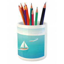 Sailing Boats and Sun Pencil Pen Holder