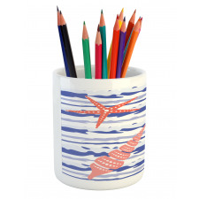 Wavy Stripes Starfish Pencil Pen Holder