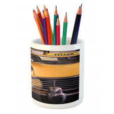 Antique Yellow Taxi Pencil Pen Holder