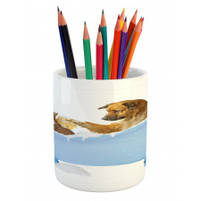 Dog and Cat in Bathtub Pencil Pen Holder