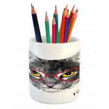 Nerd Cat with Glasses Pencil Pen Holder