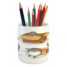 Kitten Cat in the Box Pencil Pen Holder