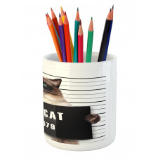 Jail Kitty Under Arrest Pencil Pen Holder