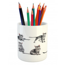 Striped Furry Animal Posing Pencil Pen Holder