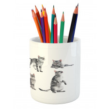 Striped Furry Animal Posing Pencil Pen Holder