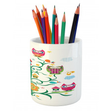 Owls on Tree with Dots Pencil Pen Holder