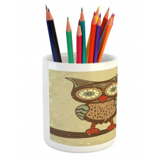 Owl Sitting on Branch Pencil Pen Holder