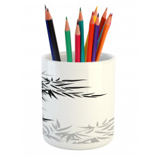 Bamboo Plant Leaves Pencil Pen Holder