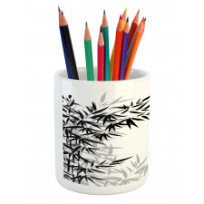 Bamboo Plant Leaves Pencil Pen Holder